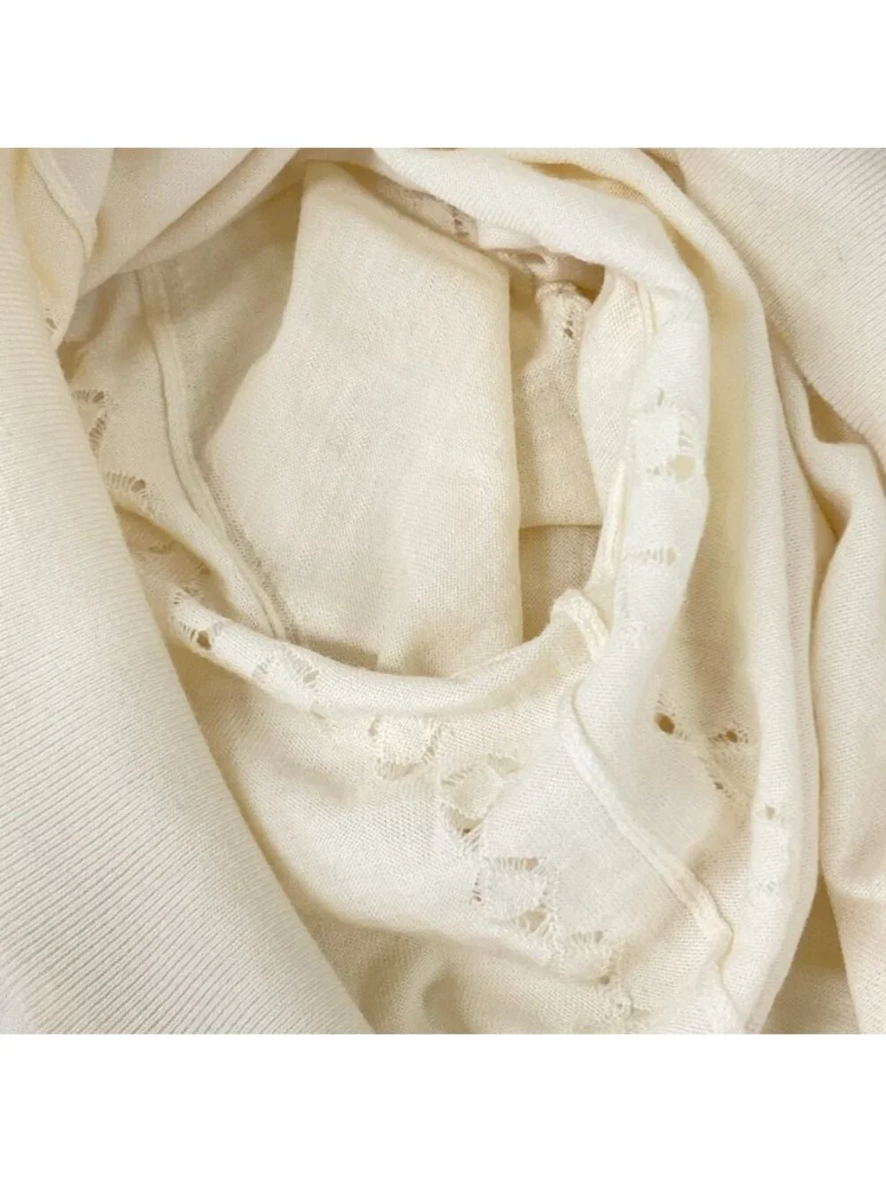 Chanel 3/4 Sleeve Sweater 40 M Ivory High Neck Coco Button Wool